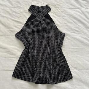 Express Black and white halter neck chain print top Size medium